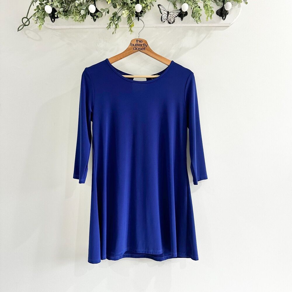 Clara Sun Woo Royal Blue tunic with Key Hole Back Size XS stretchy